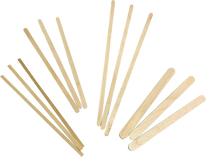 1000 Count | KingSeal Natural Birch Wood Coffee Beverage Stirrers, Stir Sticks, Waxing Sticks, Popsicle Sticks, 4.5 Inches, Round End - 1 Box of 1000 Stirrers
