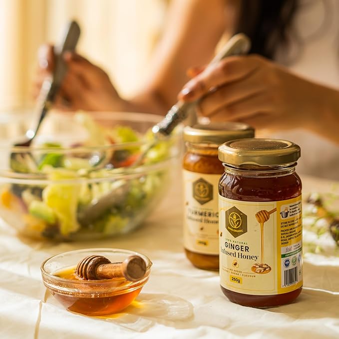 Shiva Organic Ginger Infused Honey - 100% Natural and Pure Organic Honey - GMP Certiied, 8.81 Ounces (250g)