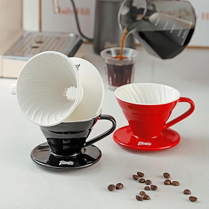 Bincoo Pour Over Coffee Dripper-Ceramic Coffee Dripper Pour Over Cone Coffee Maker Size 01,Portable Coffee Maker For for Home, Cafe, Restaurants (Black)