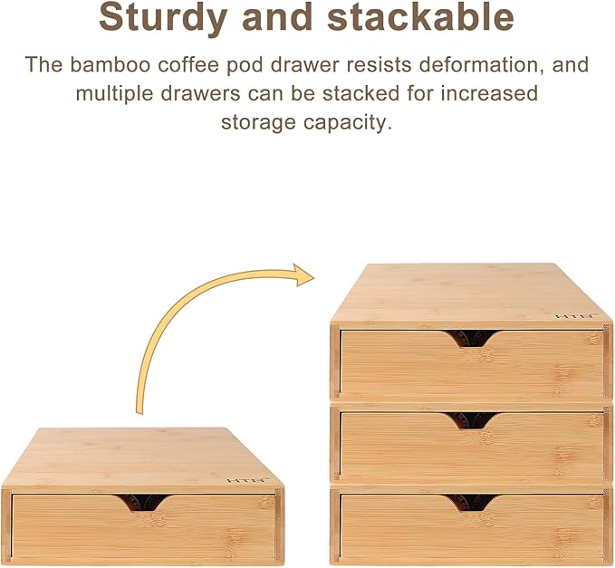 HTB Coffee Pods Storage Drawer for Organizing Nespresso Capsules, Can Be Used In Coffee Station, Kitchen, Home, Office, Holds 40 CoffeePods