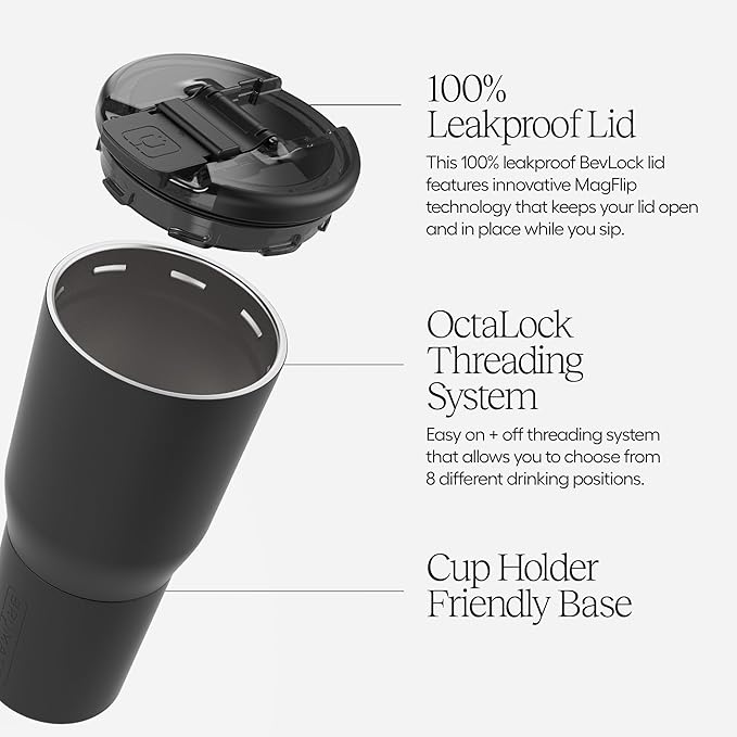 BrüMate Nav 25oz 100% Leak Proof Insulated Travel Tumbler with Magnetic BevLock™ Lid - Double Wall Cup-Holder Friendly Stainless Steel Mug (Zebra)