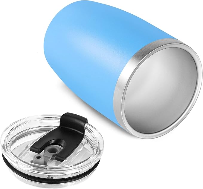 VEGOND Stainless Steel 12 oz Tumblers bulk Vacuum Insulated Double Wall Travel Tumbler with Lid and Straw Reusable Tumbler, Sky Blue 1 Pack