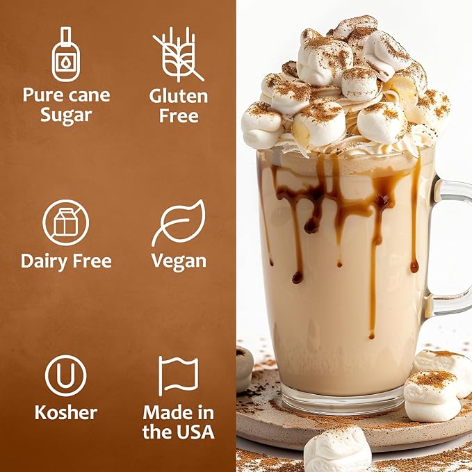 Syruvia Coffee Syrup, Toasted Marshmallow Flavored Syrup for Drinks, Lattes, and Desserts – 25.4 fl oz