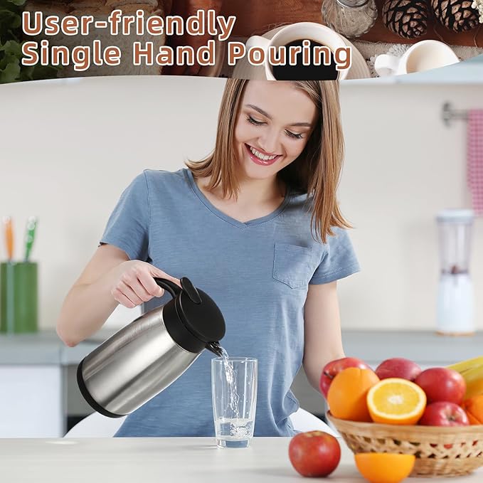 Norme 2 Pcs Thermal Coffee Carafe Insulated Stainless Steel Coffee Carafe for Hot Liquid Vacuum Thermal Pot Creamer Pitcher Dispenser with Brushes Keeping Hot Water Milk (Silver,34 oz)