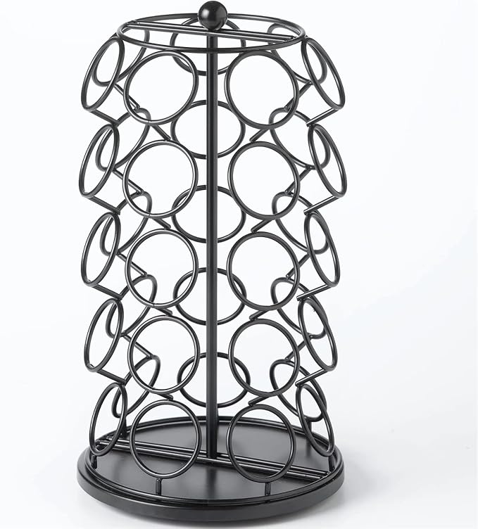 Nifty K Cup Holder – Compatible with K-Cups, Coffee Pod Carousel | 35 K Cup Holder, Spins 360-Degrees, Lazy Susan Platform, Modern Black Design, Home or Office Kitchen Counter Organizer