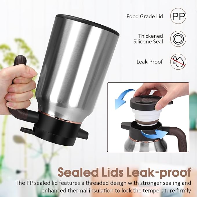 51oz Thermal Coffee Carafe, Stainless Steel Carafes for Hot Liquids 12 Hours, Insulated Coffee Carafes For Keeping Hot Coffee, Hot Water, Tea, Hot Beverage (Silver)