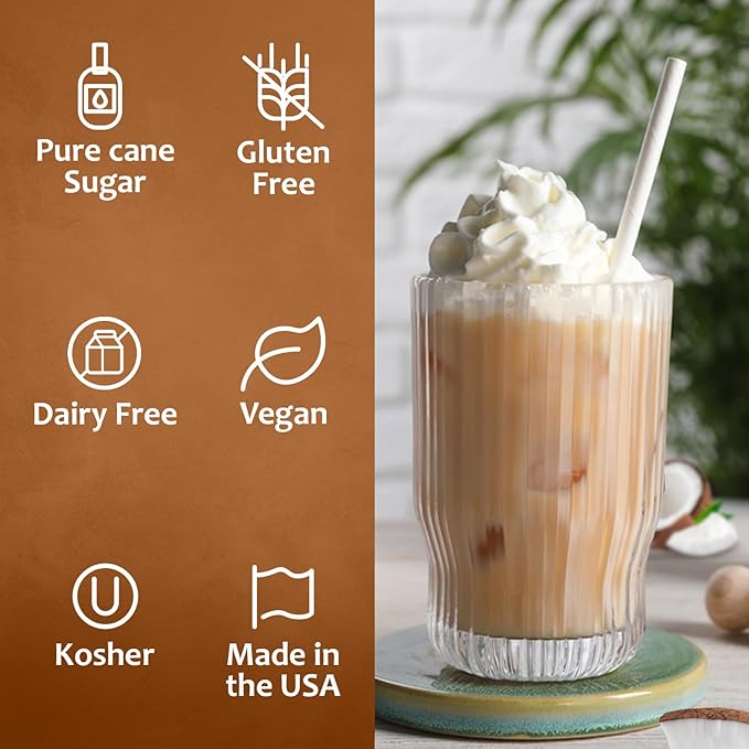 Syruvia Coffee Syrup, Coconut Flavored Syrup for Drinks, Lattes, and Desserts – 25.4 fl oz