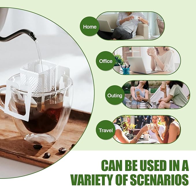 CARGEN 50Pcs Portable Coffee Filter Paper Bag - Hanging Ear Drip Coffee Bags Single Serve Disposable Pour Over Filter Bag for Camping, Backpacking, Travel, Office, Home, Outdoor and on the go