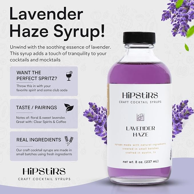 HipStirs Spring Cocktail Syrup Trio – Lavender Haze, Blackberry Mint & Old Fashioned (3 Pack, 8oz Bottles) | Craft Drink Mixers for Cocktails & Mocktails | Small Batch, Natural Ingredients