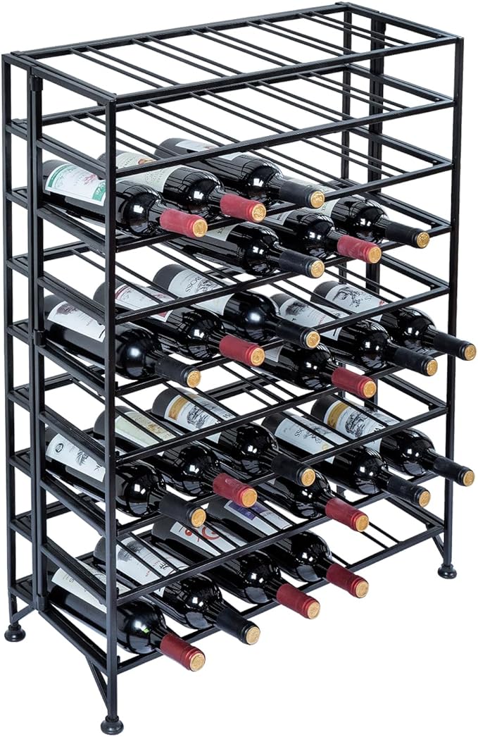 Wine Rack Freestanding Floor,Gray Metal Wine Rack, 9 Tier Wine Stand,Wine Storage Holds up to 54 Bottles,No Assembly Required