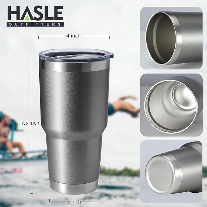 HASLE OUTFITTERS 30oz Stainless Steel Tumbler, Double Wall Vacuum Insulated Travel Mug Tumbler, Durable Insulated Coffee Mug, Gift Box Set (Grey, 1)