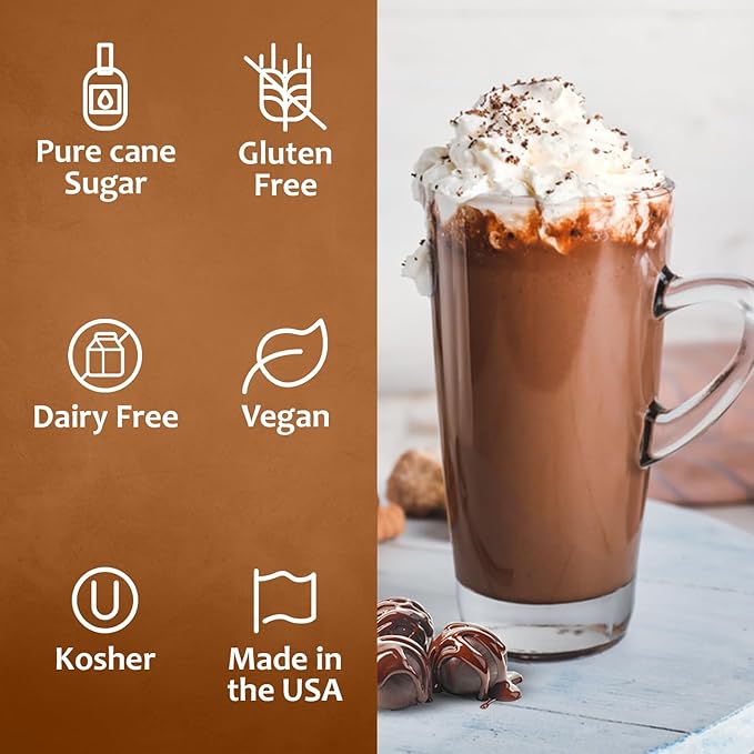 Syruvia Swiss Chocolate Mocha Syrup - 25.4 fl oz Premium Coffee Flavoring Syrup - Kosher Coffee Syrups, Gluten Free, No Coloring, Perfect for Drinks, Soda, Shakes, Desserts, and More With Pump