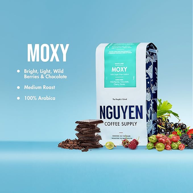 Nguyen Coffee Supply - Moxy Arabica: Medium Roast Premium Ground Coffee Beans, Vietnamese Single Origin, Direct Trade, Roasted in Brooklyn [12 oz Bag]