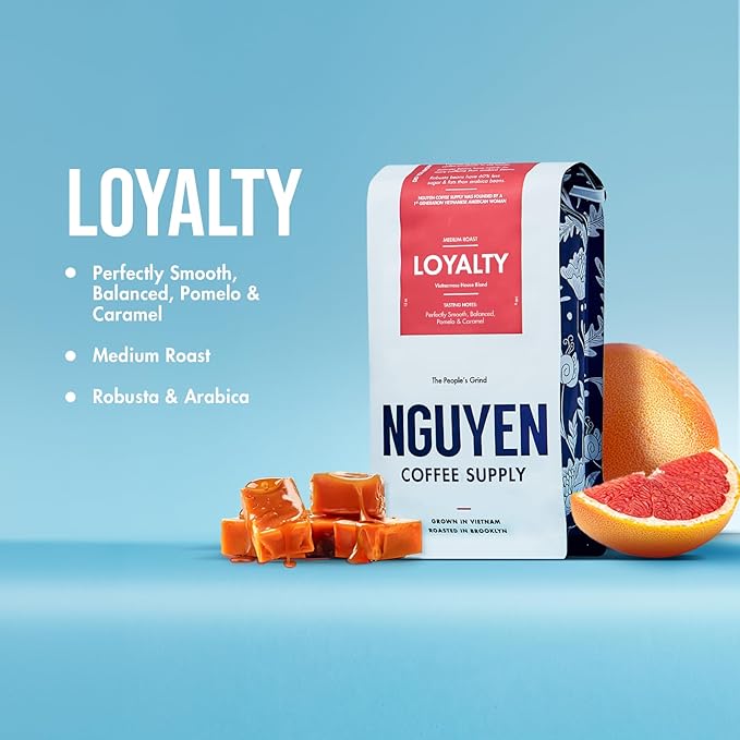 Nguyen Coffee Supply - Loyalty Signature Robusta & Arabica Blend: Medium Roast Premium Ground Coffee Beans, Vietnamese Single Origin, Direct Trade, Roasted in Brooklyn [12 oz Bag]