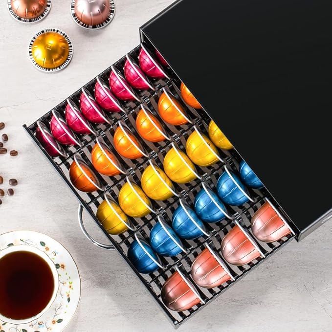 FlagShip for Nespresso Pod Holder Coffee Pod Drawer for Vertuo Pod Organizer Graffiti Style Large Capacity Fits All Size Vertuo Pods