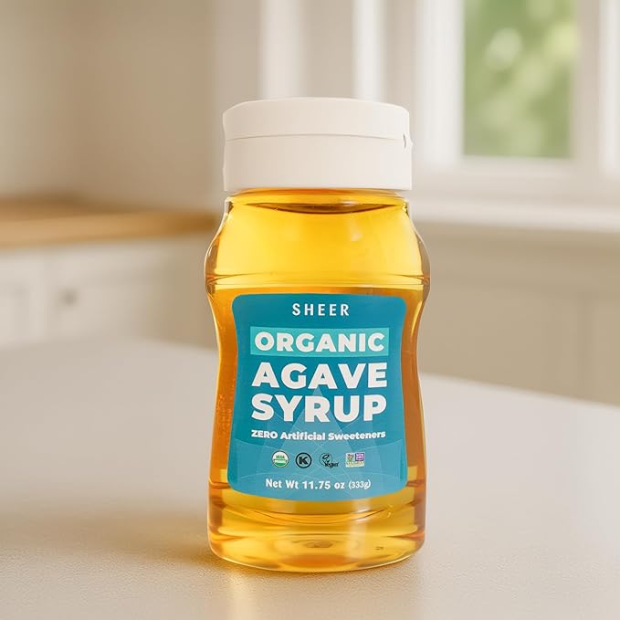 Sustainable Agave Co – Organic Light Agave Nectar – Natural Sweetener & Sugar Substitute – Vegan, Non-GMO, Gluten-Free Syrup for Coffee, Tea, and Baking – 11.75 oz Bottle