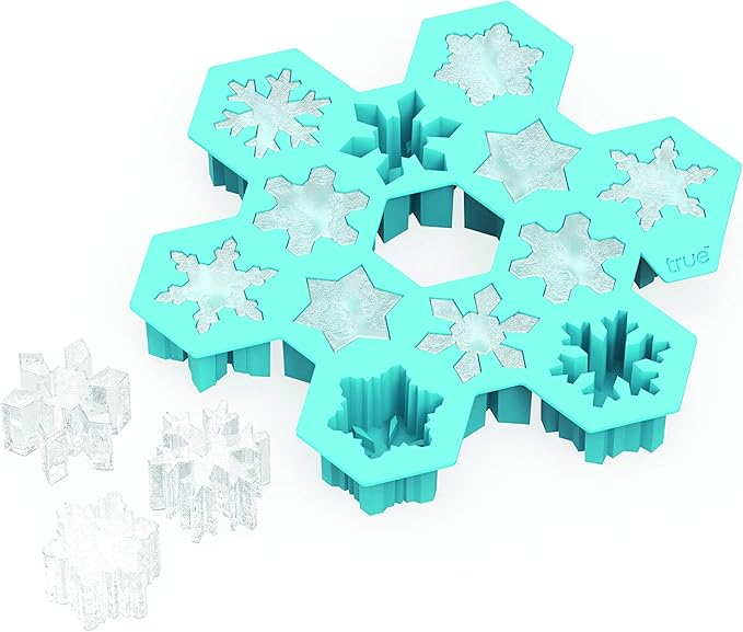 TrueZoo Snowflake Silicone Ice Cube Tray, Flexible Ice Mold for Whiskey, Cocktails, Jello Shots, Chocolates, Desserts, Crafts, Frozen Treats, Kitchen & Home Bar Gifts, Set of 1, Blue