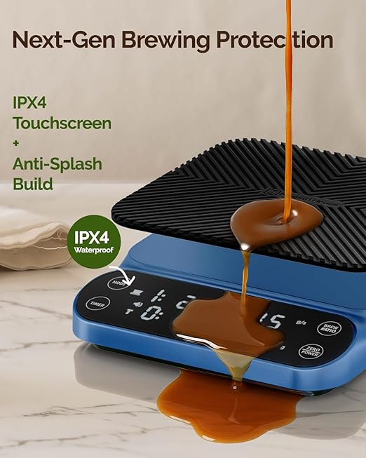 Maestri House S3 Coffee Scale with Timer, 3kg/0.1g Rechargeable Digital Scale, 3 Brew Modes, Adjustable Ratios & Flow Rate Display, Barista-Grade for Pour-Over, Espresso, French Press – Blue