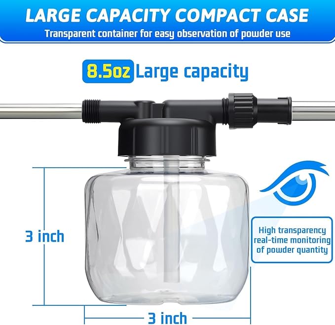 Diatomaceous Earth Powder Duster,Adjustable Powder Sprayer 24.5" to 44" with Push-Pull Air Pump,Stainless Steel Rod,8.5oz Transparent Tank,Powder Applicator for Indoor Outdoor Use