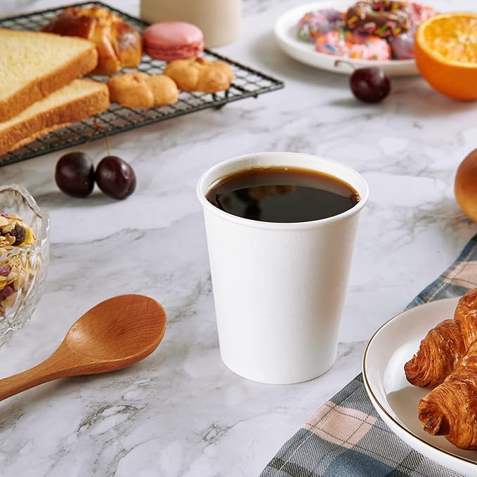 Vplus 500 Pack 8 OZ Paper Coffee Cups, Disposable 8 OZ Coffee Cups With Lids, Cold/Hot Drinking, For Home, Traveling, Stores, Office, And Events