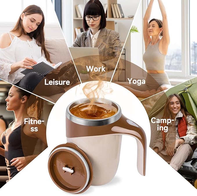 Automatic Magnetic Stirring Coffee Mug, Magnetic Stirring Cup Rotating Home Office Travel Mixing Cups,Stainless Steel Self Mixing Mug for Coffee/Milk/Tea/Hot Chocolat (Coffee-Battery)