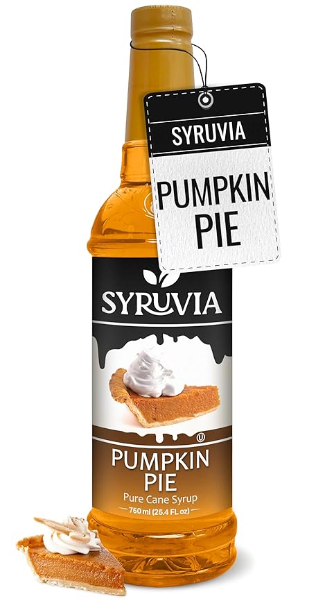 Syruvia Pumpkin Pie Coffee Syrup, Flavored Syrup for Drinks, Lattes, and Desserts – 25.4 fl oz