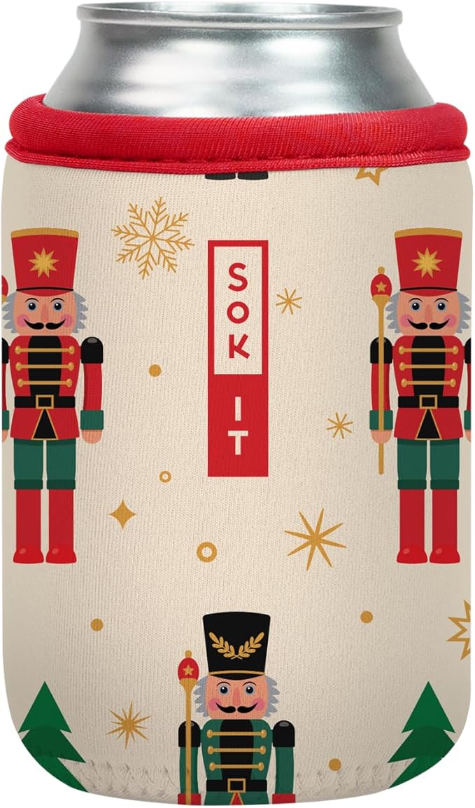 Sok It CanSok Sleeve for Beer & Soda Insulated Neoprene Cover (Classic Nutcracker, 12oz Can Sleeve)