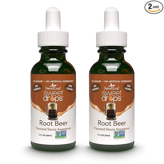 SweetLeaf Stevia Liquid Sweet Drops - Liquid Stevia Sweetener, Sugar-Free Root Beer Soda Syrup Alternative, 2 Fl Oz (Pack of 2)
