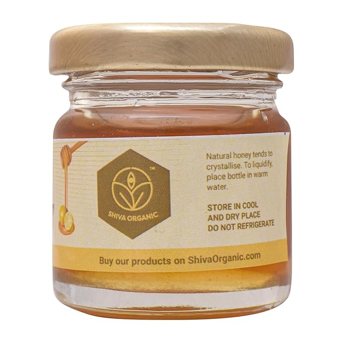 Shiva Organic Lemon Infused Honey - 100% Natural and Pure Organic Honey - GMP Certified, 1.76 Ounces (50g))