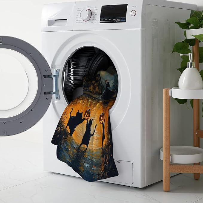 Halloween Cat Blanket, Pumpkin Black Cat Fleece Flannel Throw Blanket, Witch Soft Lightweight Stuff Throws Gifts for Women Men Boys Girls Lovers Adults Lovers Sofa Decor 60"x50"