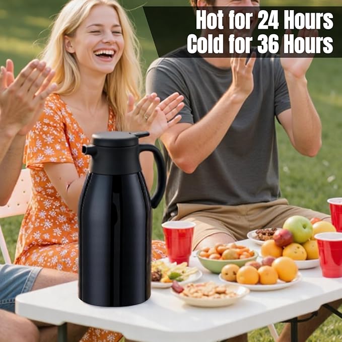 PARACITY 56oz Thermal Coffee Carafe with Stainless Steel Liner, Coffee Carafes for Keeping Hot, Double Walled Vacuum Insulated Coffee Urn for Coffee & Tea, Home & Office