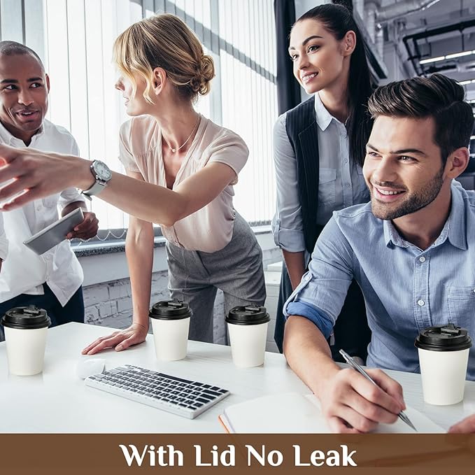 Vplus 500 Pack 8 OZ Paper Coffee Cups, Disposable 8 OZ Coffee Cups With Lids, Cold/Hot Drinking, For Home, Traveling, Stores, Office, And Events