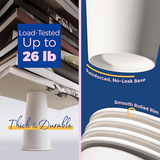 Fit Meal Prep 50 Pack 24 oz Disposable Coffee Cups with Lids, Sleeves, Leak-Proof To Go Coffee Cups with Lids, Durable Hot Paper Cups for Home, Office, Party, Business