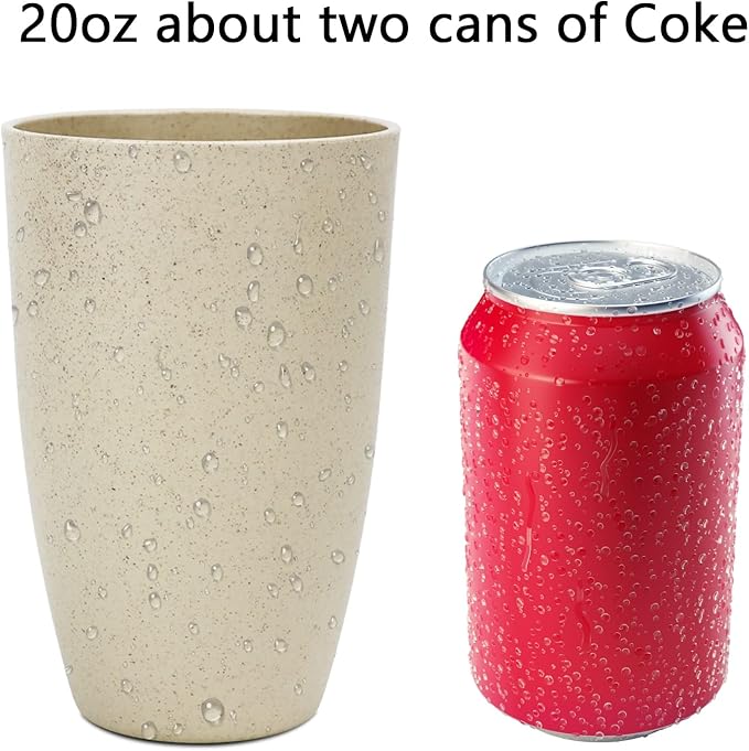 Homienly Wheat Straw Cups Alternative to Plastic Cups - Set of 6 Unbreakable Drinking Cup Reusable Dishwasher Safe Water Glasses Cups for Kitchen Tumblers Kitchen Essentials(20 OZ)