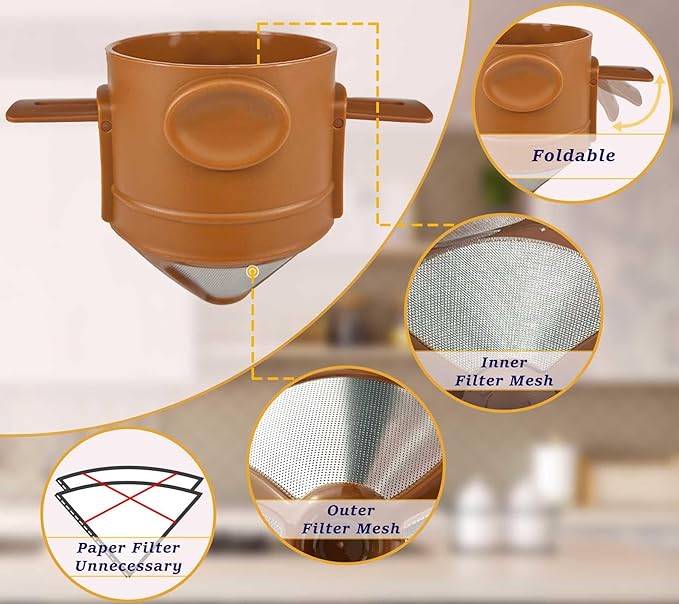 ZK&HX LIFE 13oz Camping Coffee Makers Pour Over Coffee Maker set,Camp Pour Over Set,Portable Tea Infuser for Loose Leaf Tea,Mug for Travel,Office,Backpacking,On the GO