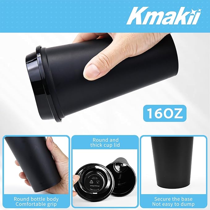 KMAKII 12 oz Reusable Coffee Cups with Lids 8 Pk, To Go Travel Cups, Hot or Cold Drinks, Dishwasher and Microwave Safe, White