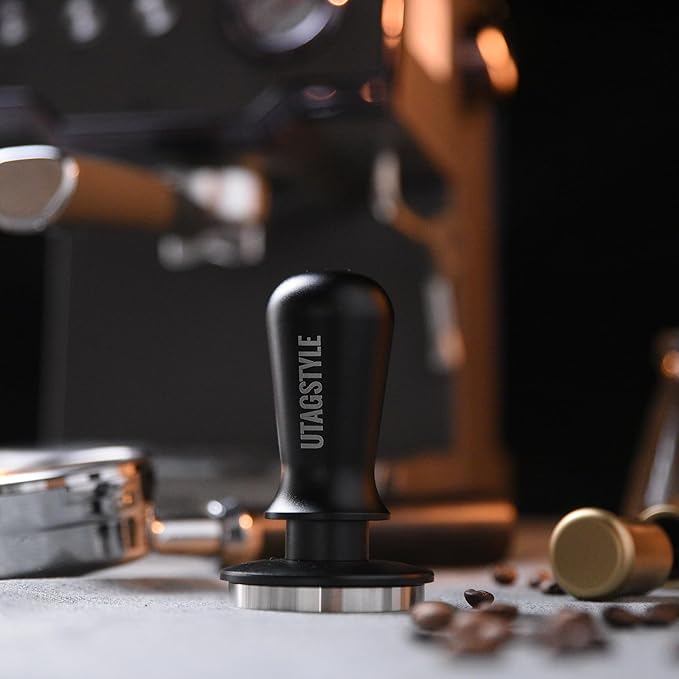 58.5mm Espresso Tamper Coffee Tamper: Espresso Press with Calibrated Spring Loaded - 30lb Espresso Hand Tamper - 100% Stainless Steel Flat Base Fits for 54mm Portafilter Basket