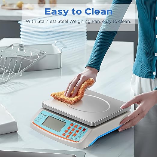 Bonvoisin Commercial Food Scale 66lb/ 30kg with Stainless Steel Platter Price Computing Scale with kg/lb/oz Conversion, Deli Produce Scale for Kitchen, Market with 1g Division