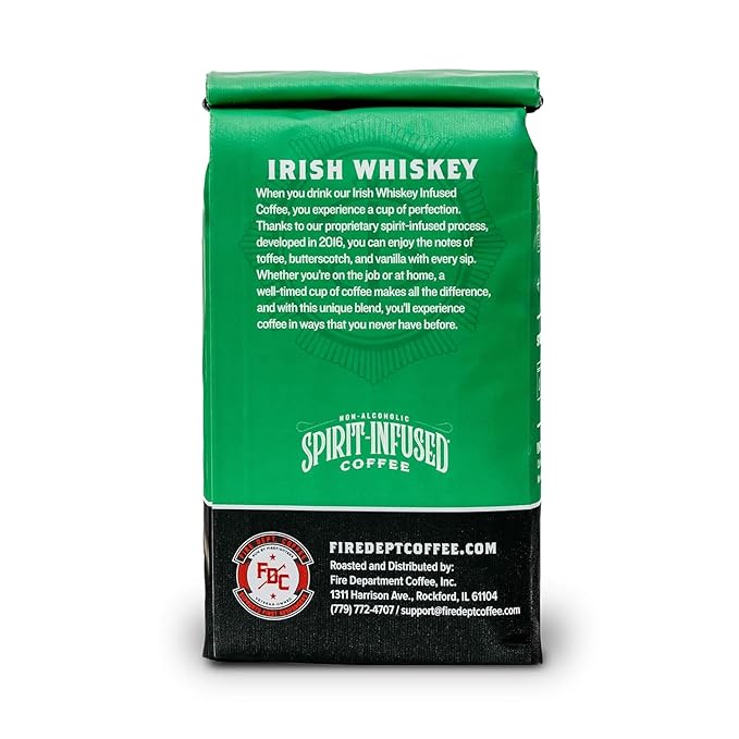 Fire Department Coffee - Gives Back to Firefighters - Irish Whiskey Infused Coffee Beans - Medium Roast - Non-Alcoholic - Roasted in the USA - Veteran Owned (12 oz, Pack of 2)
