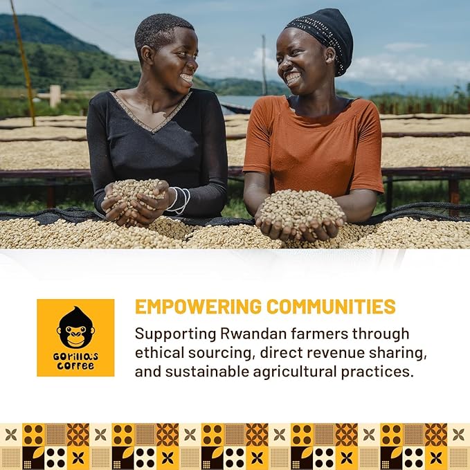 Gorilla's Coffee 100% Arabica - Dark Roast Ground Coffee, Fair Trade, Full Bodied, with Bold with a Touch of Smokiness | Premium Rwandan Coffee | Rich, Flavorful, and Aromatic (500g/17.6 oz)