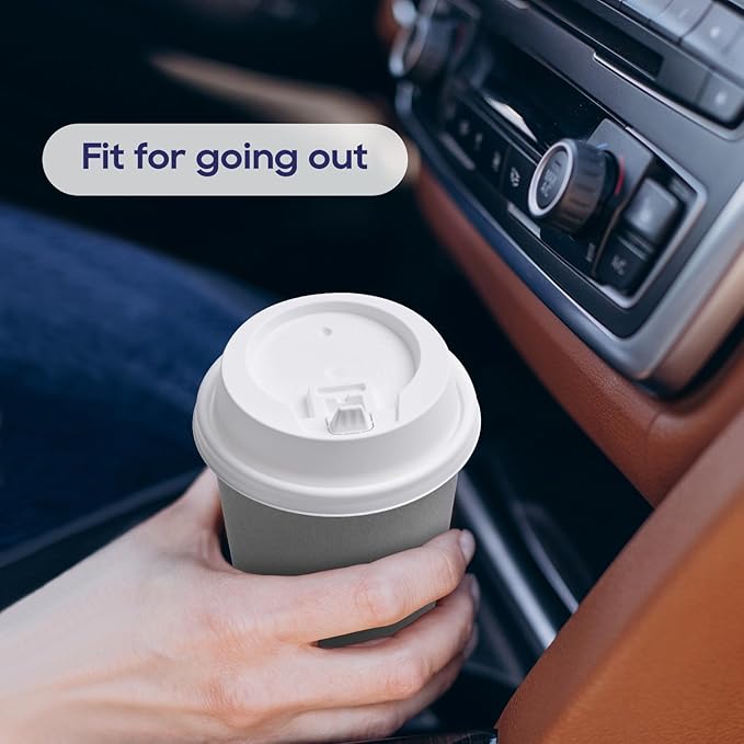 LITOPAK 200 Count Coffee Cup Lids, 3.54'' Disposable Plastic Lids for 10oz, 12oz, 16oz, and 20oz Paper Cups, White