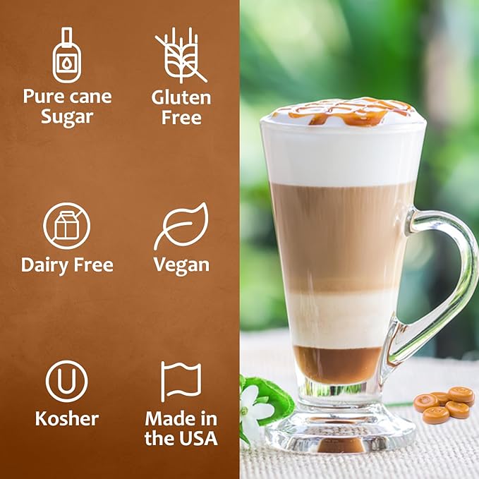 Syruvia Coffee Syrup, Butterscotch Flavored Syrup for Drinks, Lattes, and Desserts – 25.4 fl oz,