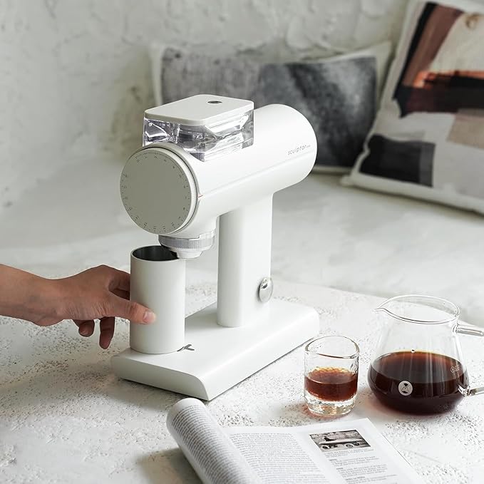 TIMEMORE Sculptor 078S Flat Burr Coffee Bean Grinder, Electric Espresso Grinder with Stepless Coarseness Adjustment, Suitable for Espresso, Pour over, French Press, Cold Brew - White