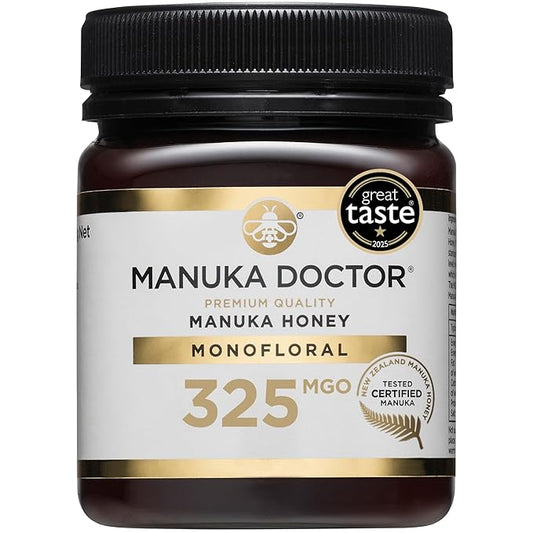 Manuka Doctor - MGO 325+ Manuka Honey Monofloral, 100% Pure New Zealand Honey. Certified. Guaranteed. Raw. Non-GMO (8.75 oz)