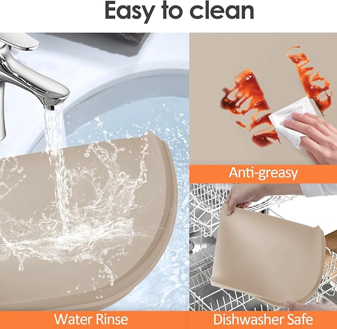 Silicone Coffee Maker Mat with Lip, 24'' x 16'' Heavy Duty Coffee Maker Mat for Countertops, Coffee Tray Fit Under Coffee Machine Appliance Automatic Machines Espresso Accessory, Khaki