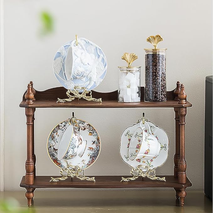 1 Mug Hooks, Brass Material, Classic Durability, countertop Teacup Display Stand, Vintage Coffee Mug Storage Stand, for Restaurants, cafes and Kitchens, Home Decor, Home Storage。 (Large)