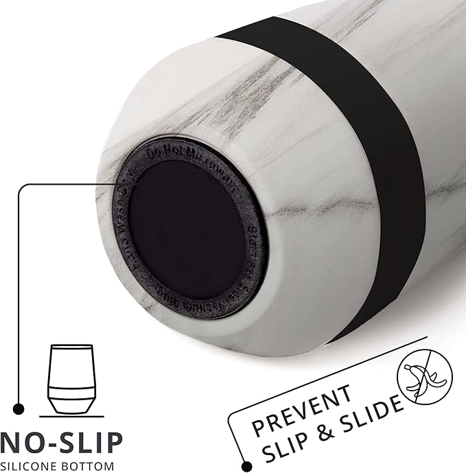 Elemental Recess Wine Tumbler - Triple Wall Insulated Stainless Steel Coffee Mug for Hot & Cold Drinks - Portable Cup with Shatterproof Sip Lid for Camping, Outdoor & Travel - 10oz - White Marble