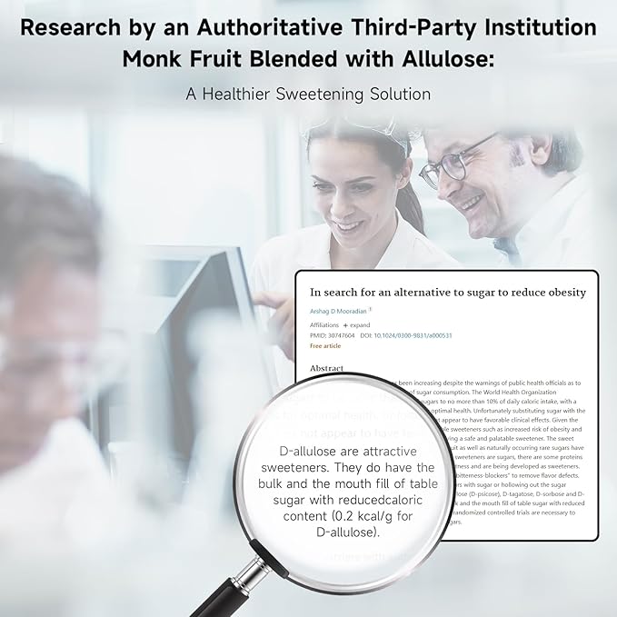 SPICEEL Monk Fruit Sweetener with Allulose - White Sugar Substitute, Coffee, Tea, without Erythritol, Gluten Free, Vegan, Keto Friendly, Sugar Replacement (8 oz)