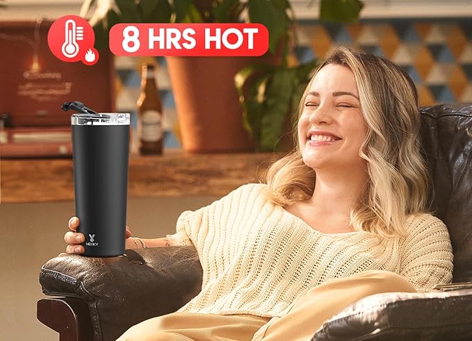 Meoky 24 oz Travel Coffee Mug with Leak-proof Lid, Stainless Steel Insulated Coffee Tumbler, Keeps Hot for 8 Hours or Cold for 24 Hours, Fits in Car Cup Holder (Night)