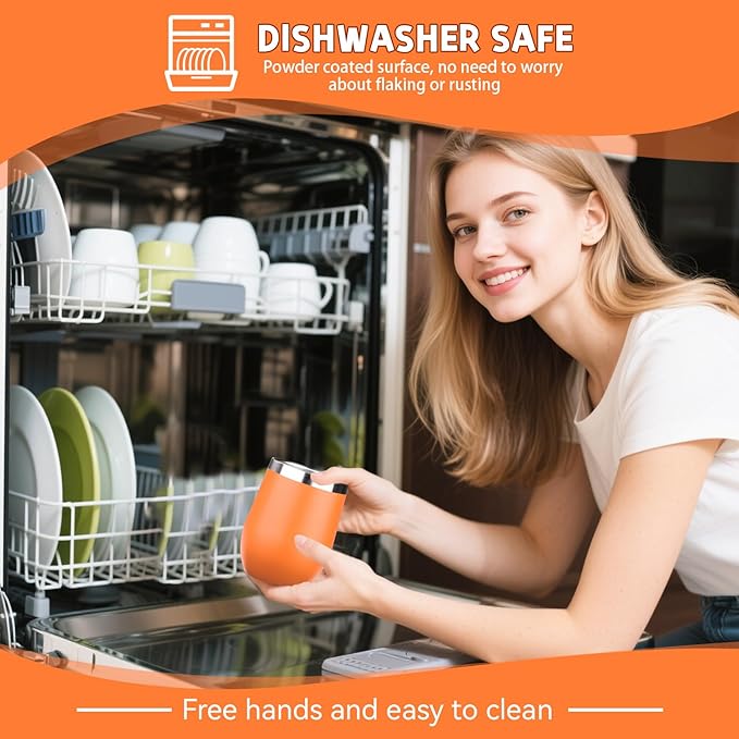 12oz/6 Pack Stainless Steel Wine Tumbler with Lid and Straw, Double Wall Vacuum Insulated Wine Tumbler Glasses, Stemless Travel Mugs for Hot and Cold Drinks, Coffee, Wine, Cocktails